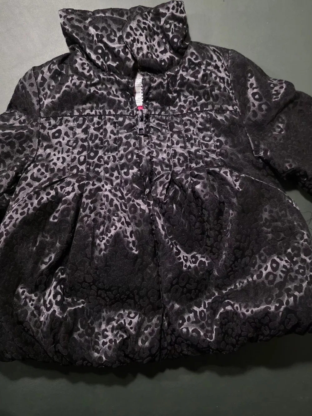 Penelope Mack Black Leopard Print Coat with Bright Pink Lining